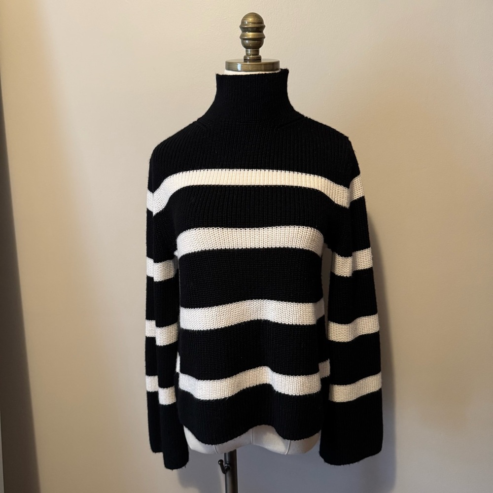 Banana Republic Black and White Cowl Turtleneck Sweater